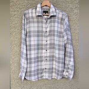 Ted Baker Men's Gray Plaid Button-Up Shirt